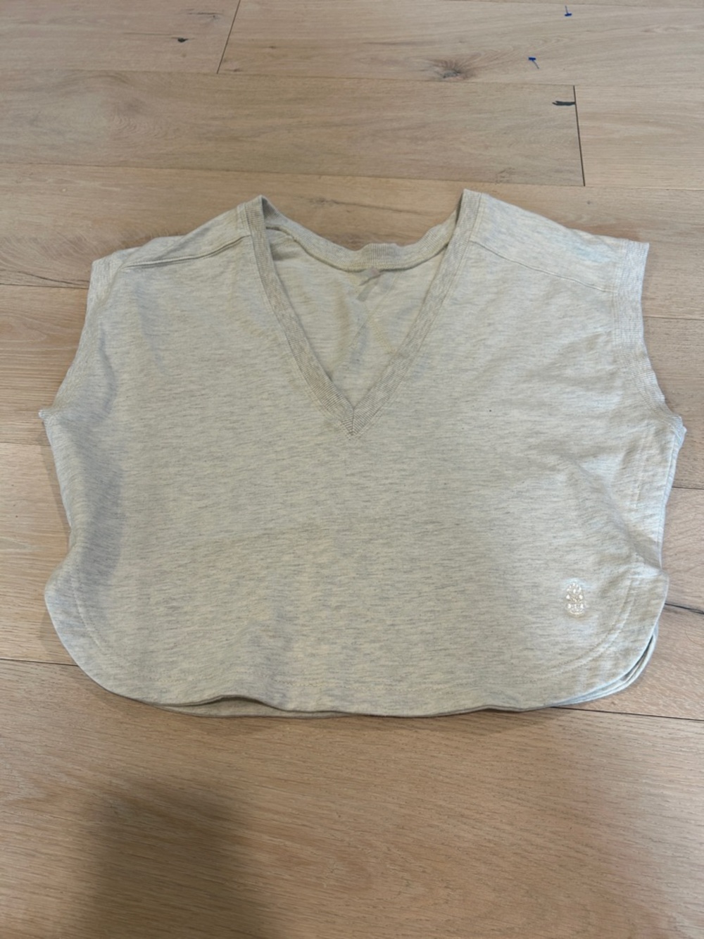 Free People Short Sleeve V-Neck Tee in Light Gray